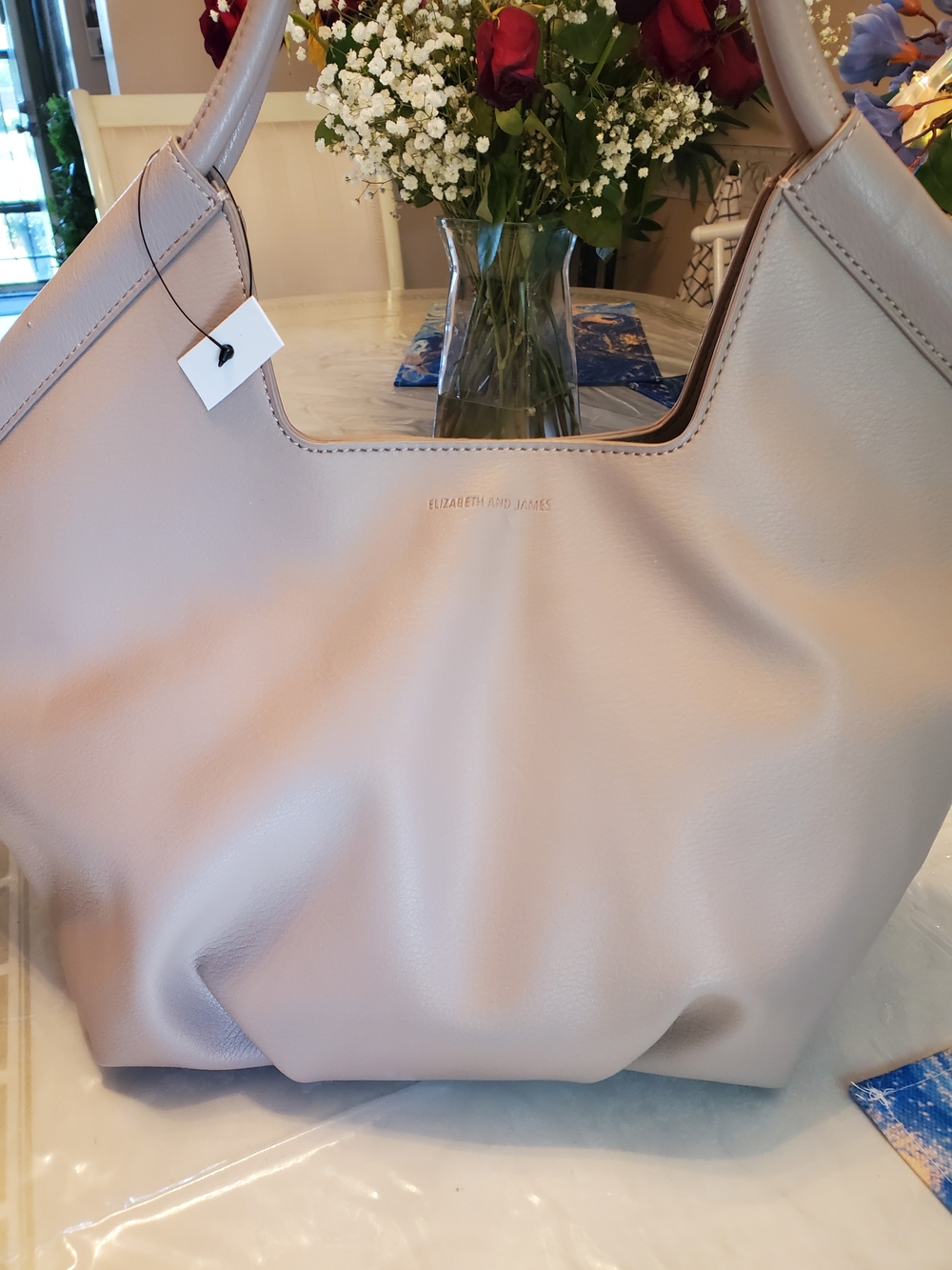 Elizabeth and James Neutral Taupe Leather Shoulder Bag
